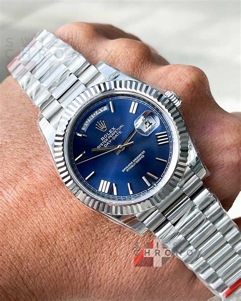 azure blue rolex|rolex blue day date.